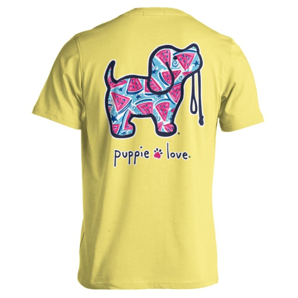 Puppie Love Rescue Dog Watermelon Pup Tee, Yellow